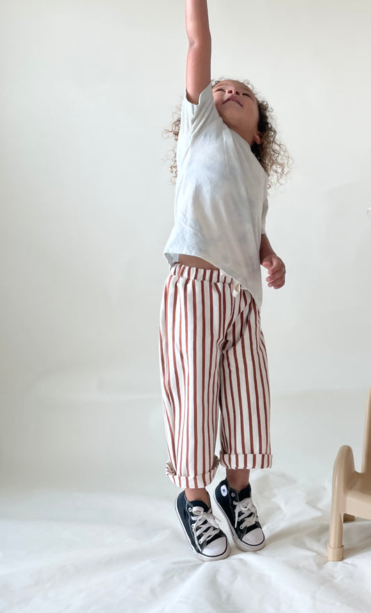 Wide Leg Pant - Brown Stripe